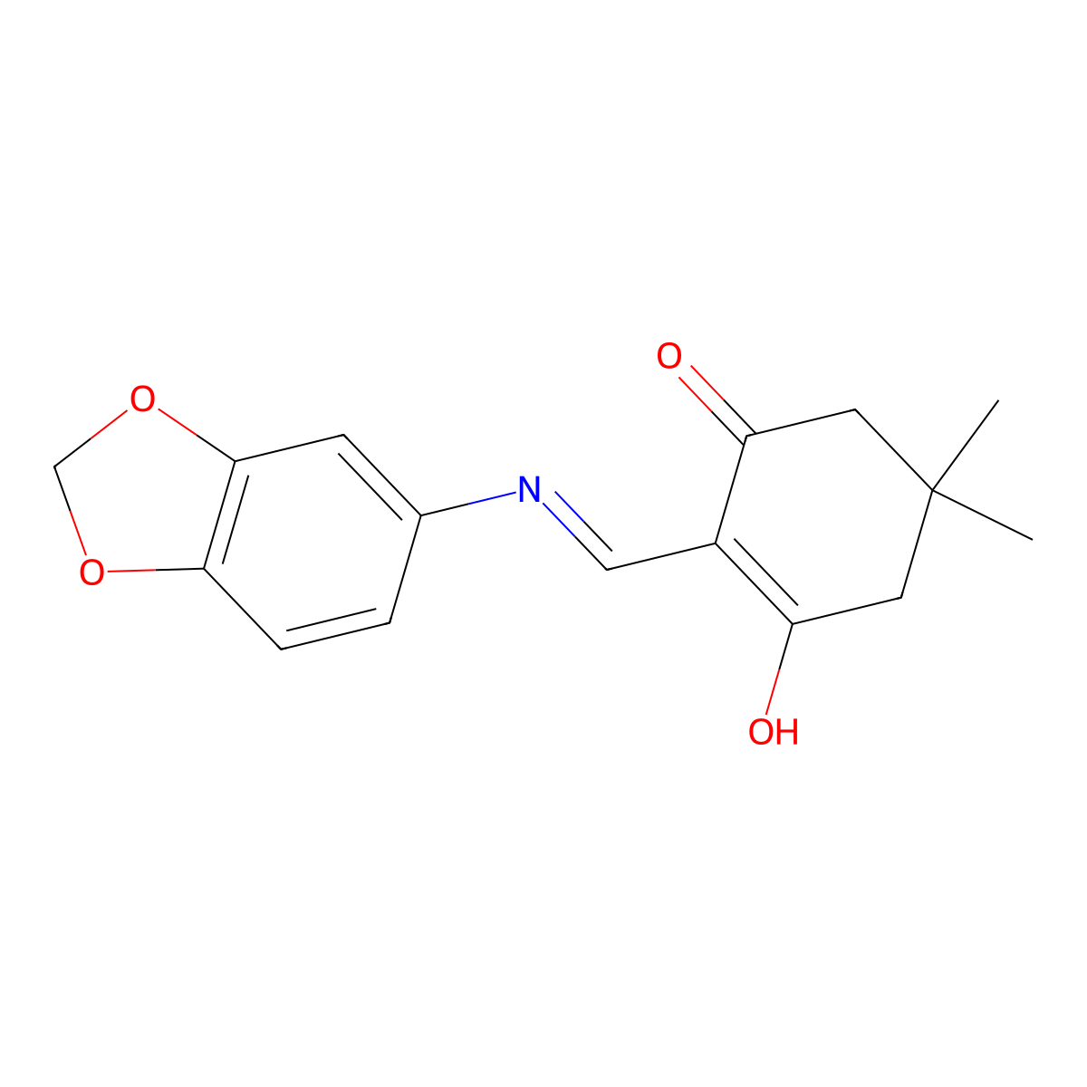 2-[(1,3-Benzodioxol-5-ylamino)methylene]-5,5-dimethyl-1,3-cyclohexanedione molecular structure, CAS 202459-40-3