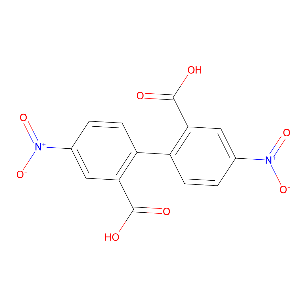 (1,1'-Biphenyl)-2,2'-dicarboxylic acid, 4,4'-dinitro- molecular structure, CAS 20246-81-5