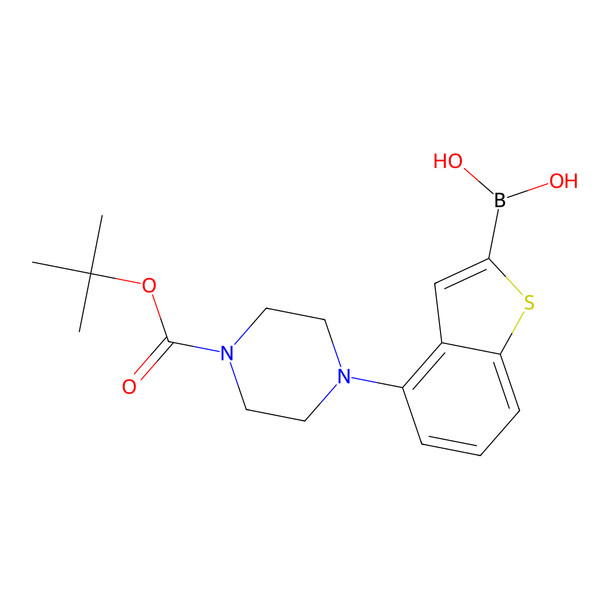 (4-{4-[(Tert-butoxy)carbonyl]piperazin-1-yl}-1-benzothiophen-2-yl)boronic acid molecular structure, CAS 2024600-51-7