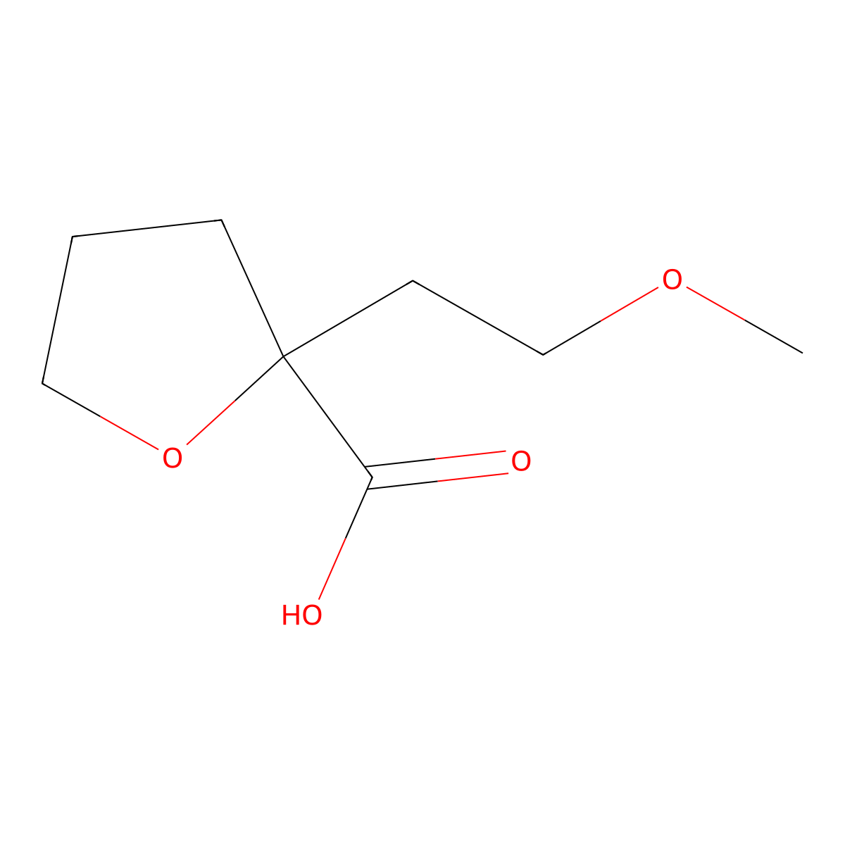 2-(2-Methoxyethyl)oxolane-2-carboxylic acid molecular structure, CAS 2024669-37-0