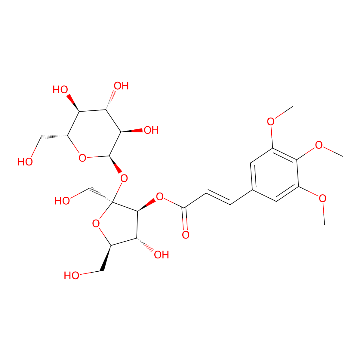 [(2S,3S,4R,5R)-4-hydroxy-2,5-bis(hydroxymethyl)-2-[(2R,3R,4S,5S,6R)-3,4,5-trihydroxy-6-(hydroxymethyl)oxan-2-yl]oxyoxolan-3-yl] 3-(3,4,5-trimethoxyphenyl)prop-2-enoate molecular structure, CAS 202471-84-9