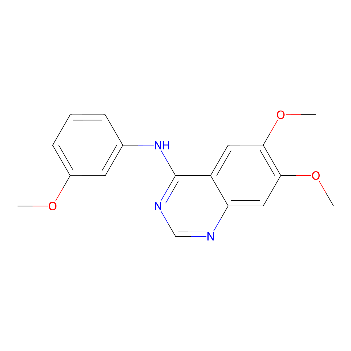 6,7-dimethoxy-N-(3-methoxyphenyl)quinazolin-4-amine molecular structure, CAS 202475-38-5