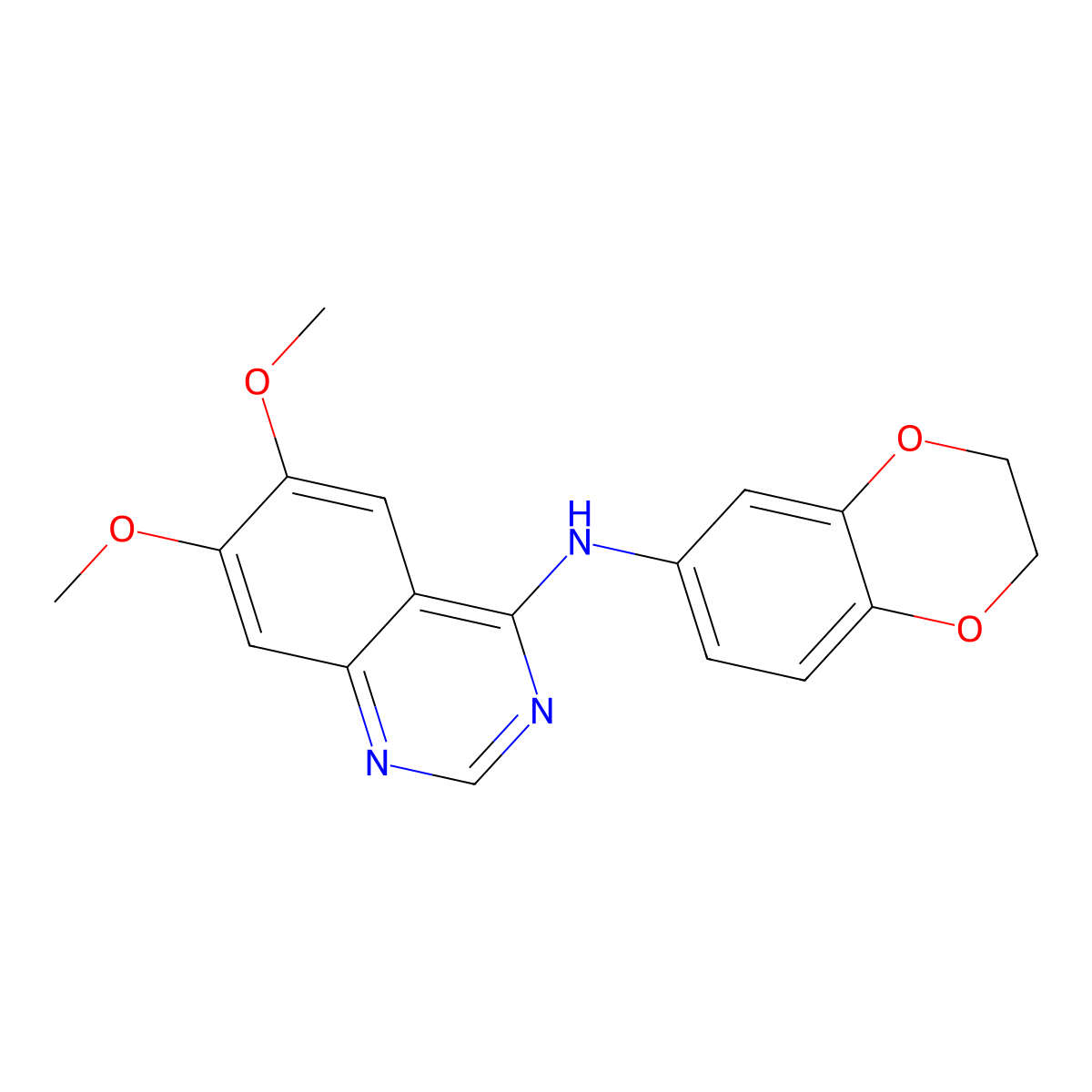 N-(2,3-dihydro-1,4-benzodioxin-6-yl)-6,7-dimethoxyquinazolin-4-amine molecular structure, CAS 202475-59-0