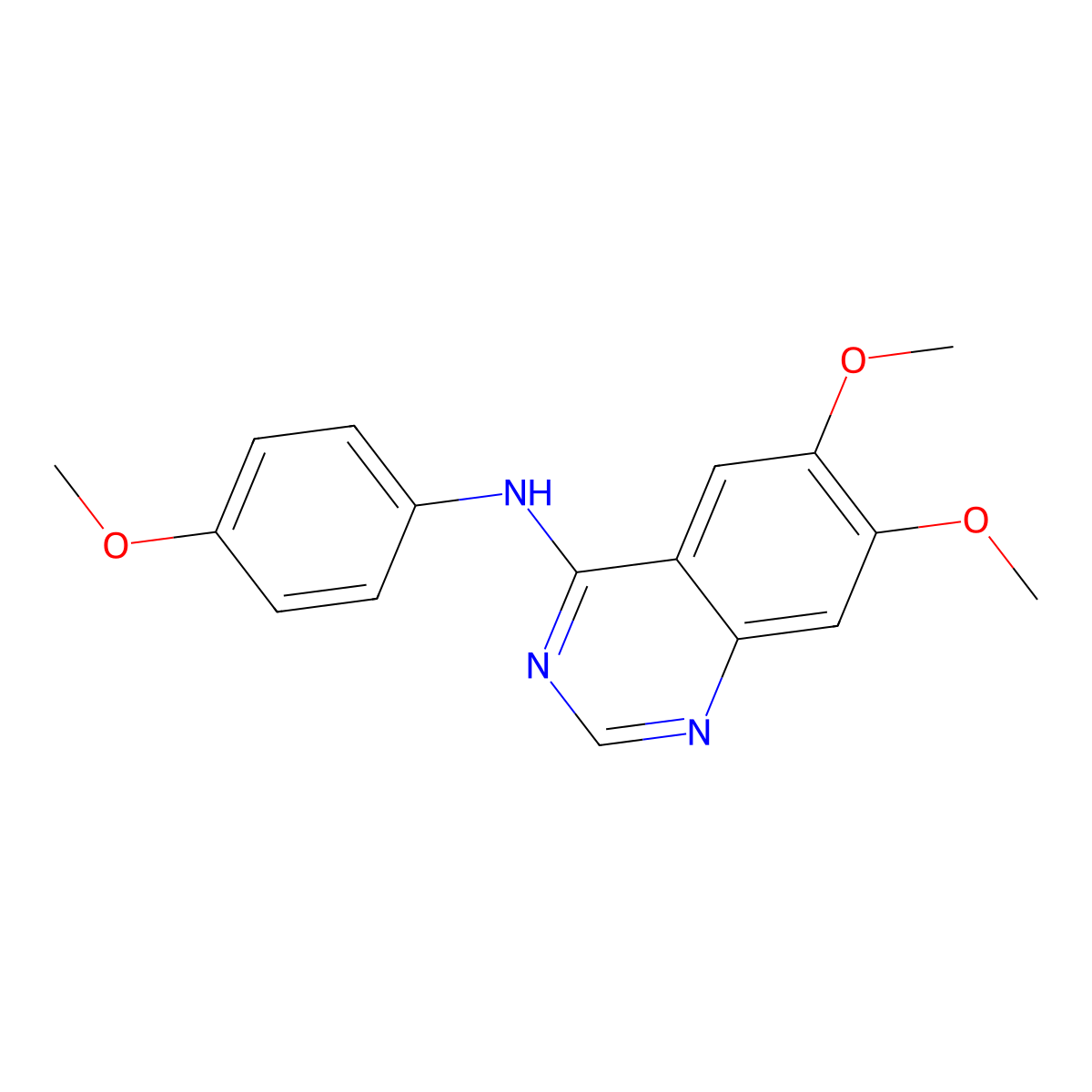 6,7-Dimethoxy-N-(4-methoxyphenyl)-4-quinazolinamine molecular structure, CAS 202475-61-4