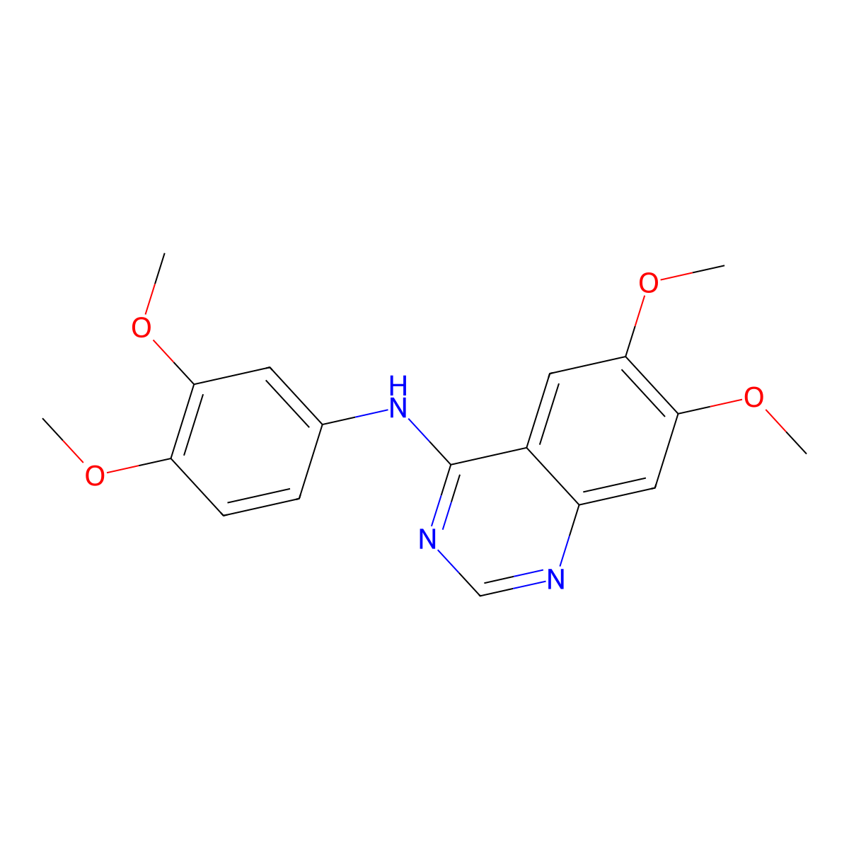 N-(3,4-dimethoxyphenyl)-6,7-dimethoxyquinazolin-4-amine molecular structure, CAS 202475-65-8