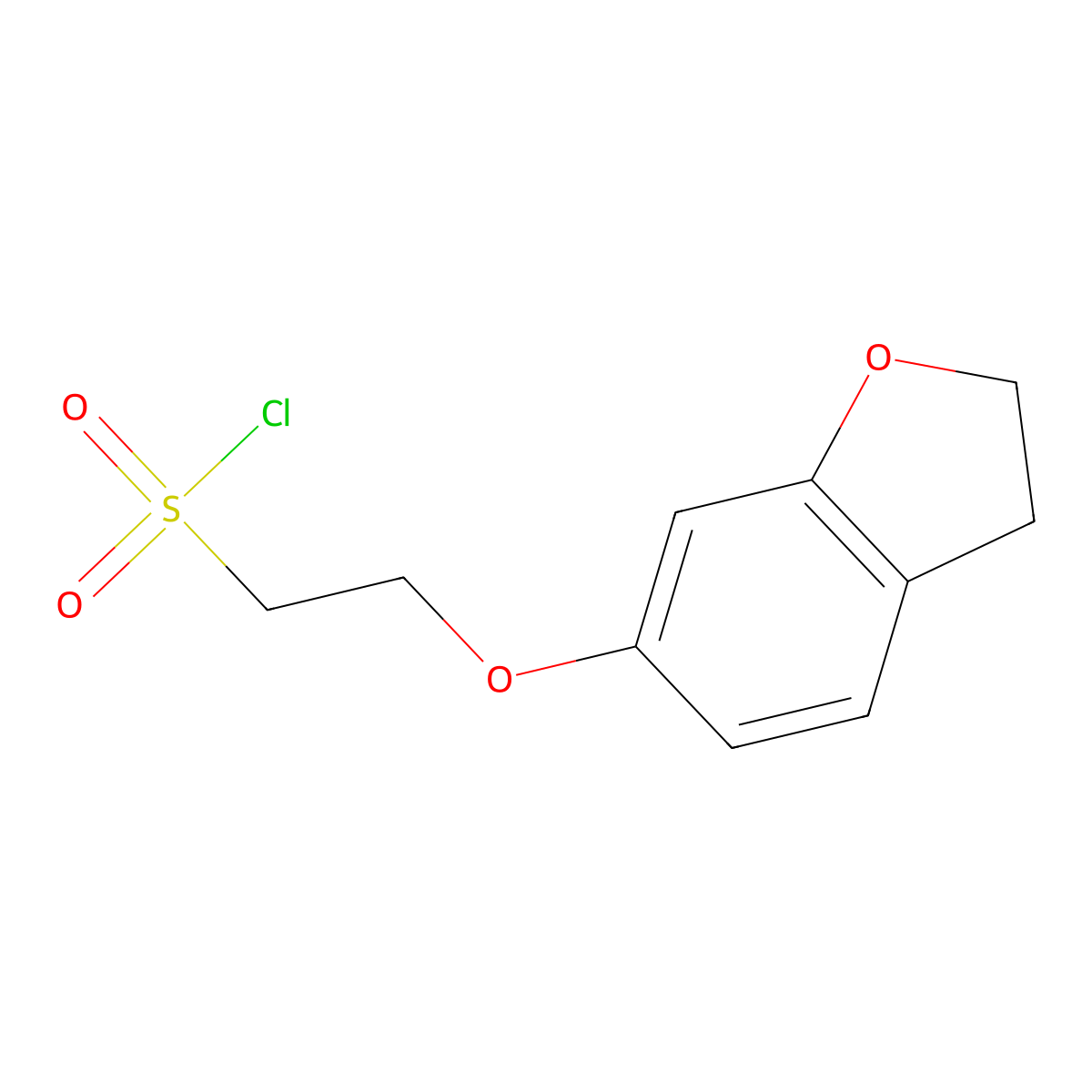 2-(2,3-Dihydro-1-benzofuran-6-yloxy)ethane-1-sulfonyl chloride molecular structure, CAS 2024752-63-2