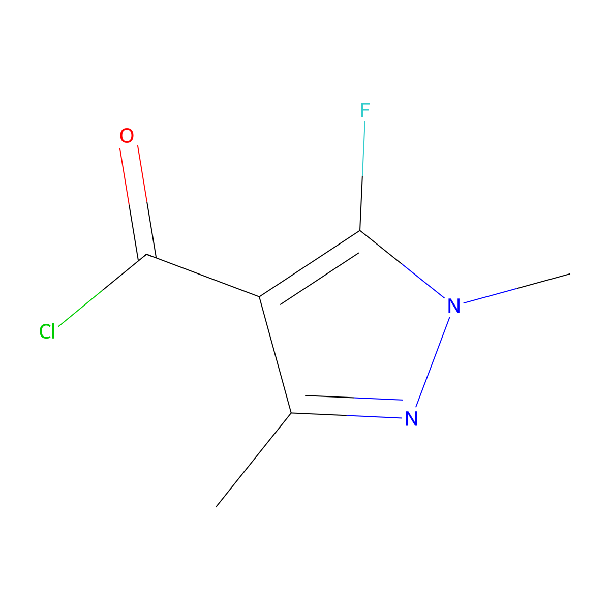5-Fluoro-1,3-dimethyl-1H-pyrazole-4-carbonyl chloride molecular structure, CAS 202476-26-4