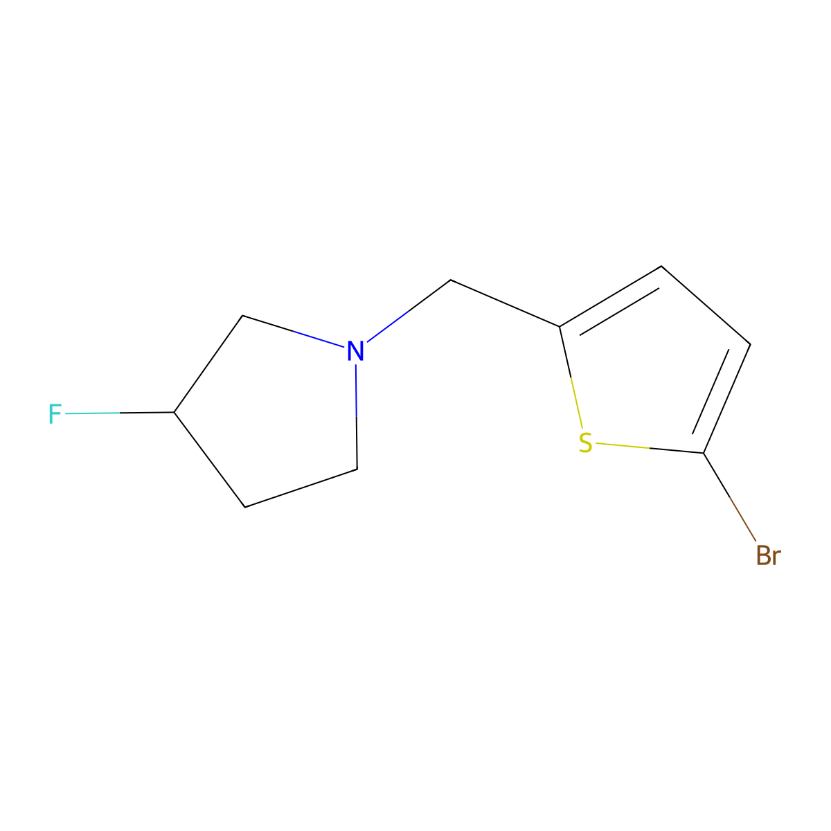 1-[(5-Bromothiophen-2-yl)methyl]-3-fluoropyrrolidine molecular structure, CAS 2024798-79-4