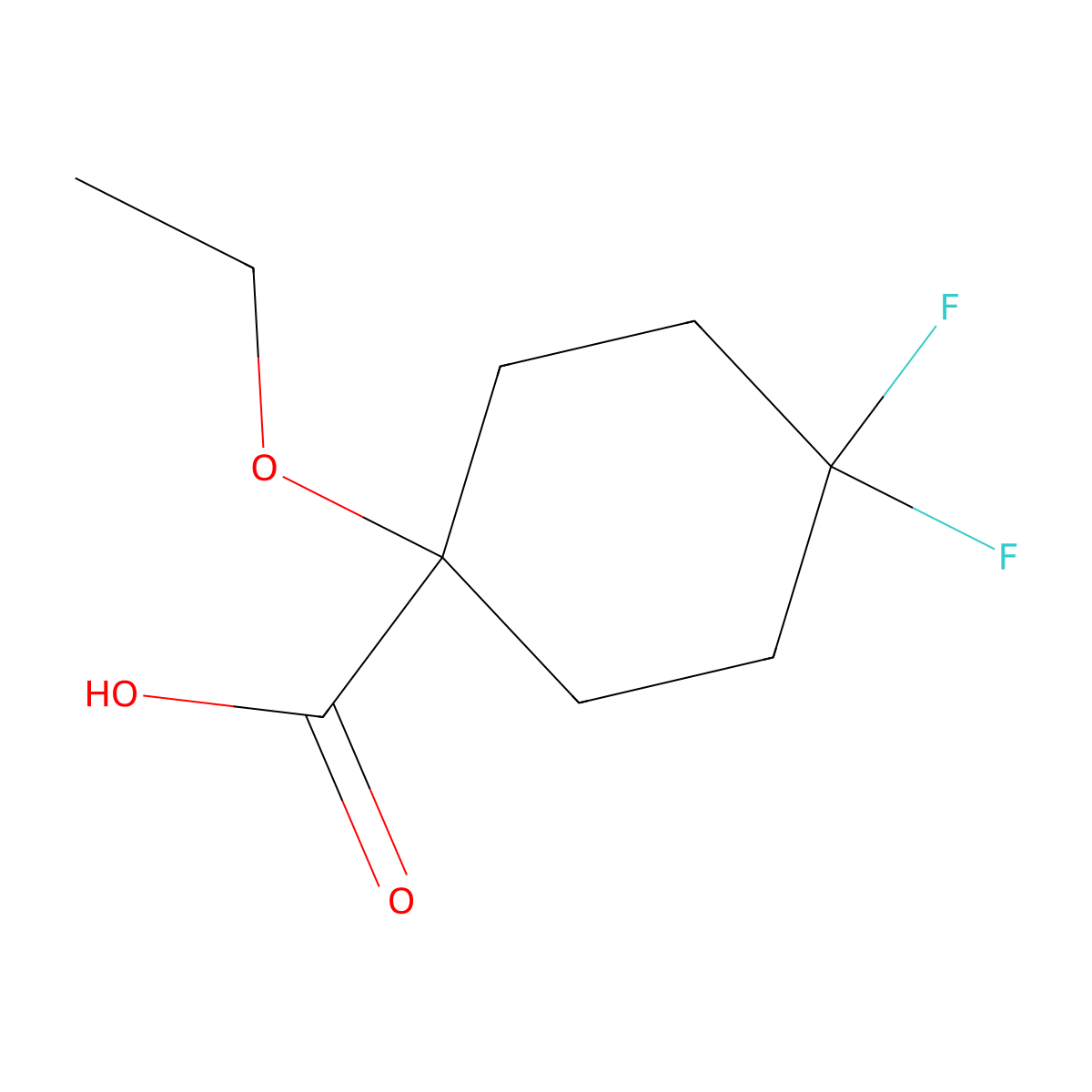 1-Ethoxy-4,4-difluorocyclohexane-1-carboxylic acid molecular structure, CAS 2024887-18-9