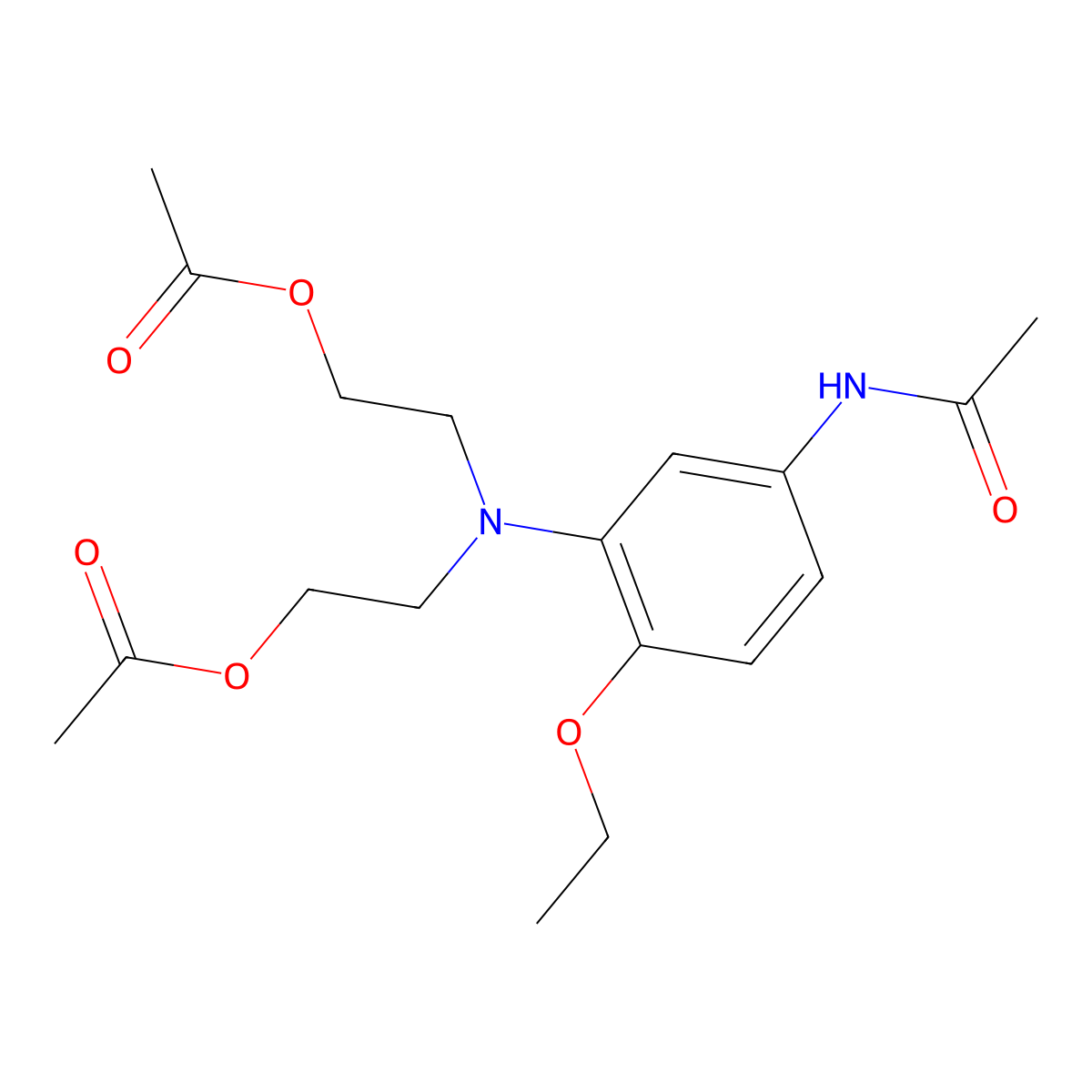 Acetamide, N-[3-[bis[2-(acetyloxy)ethyl]amino]-4-ethoxyphenyl]- molecular structure, CAS 20249-05-2