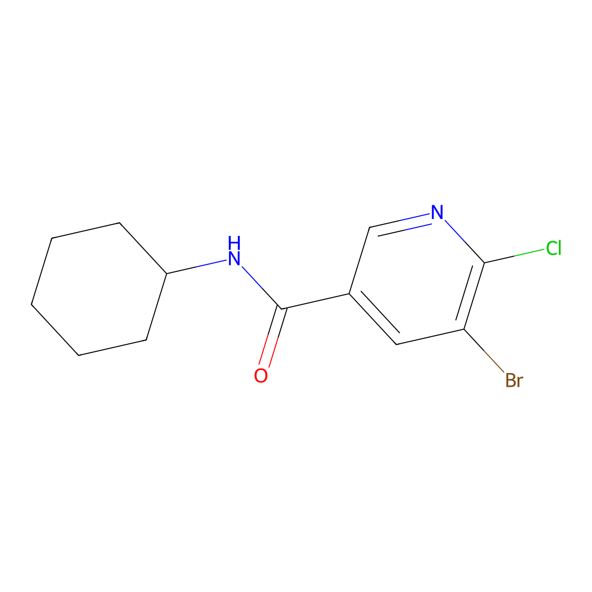 5-bromo-6-chloro-N-cyclohexylnicotinamide molecular structure, CAS 2024991-54-4