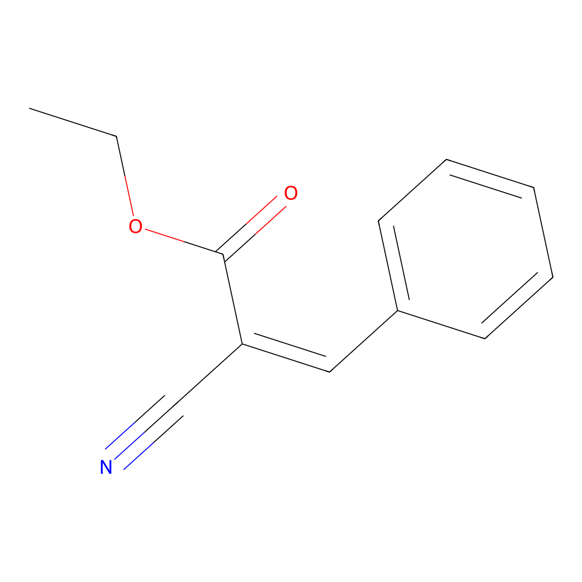 Ethyl benzylidenecyanoacetate molecular structure, CAS 2025-40-3