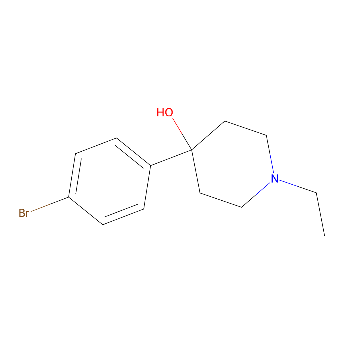 4-(4-Bromophenyl)-1-ethylpiperidin-4-ol molecular structure, CAS 2025041-53-4