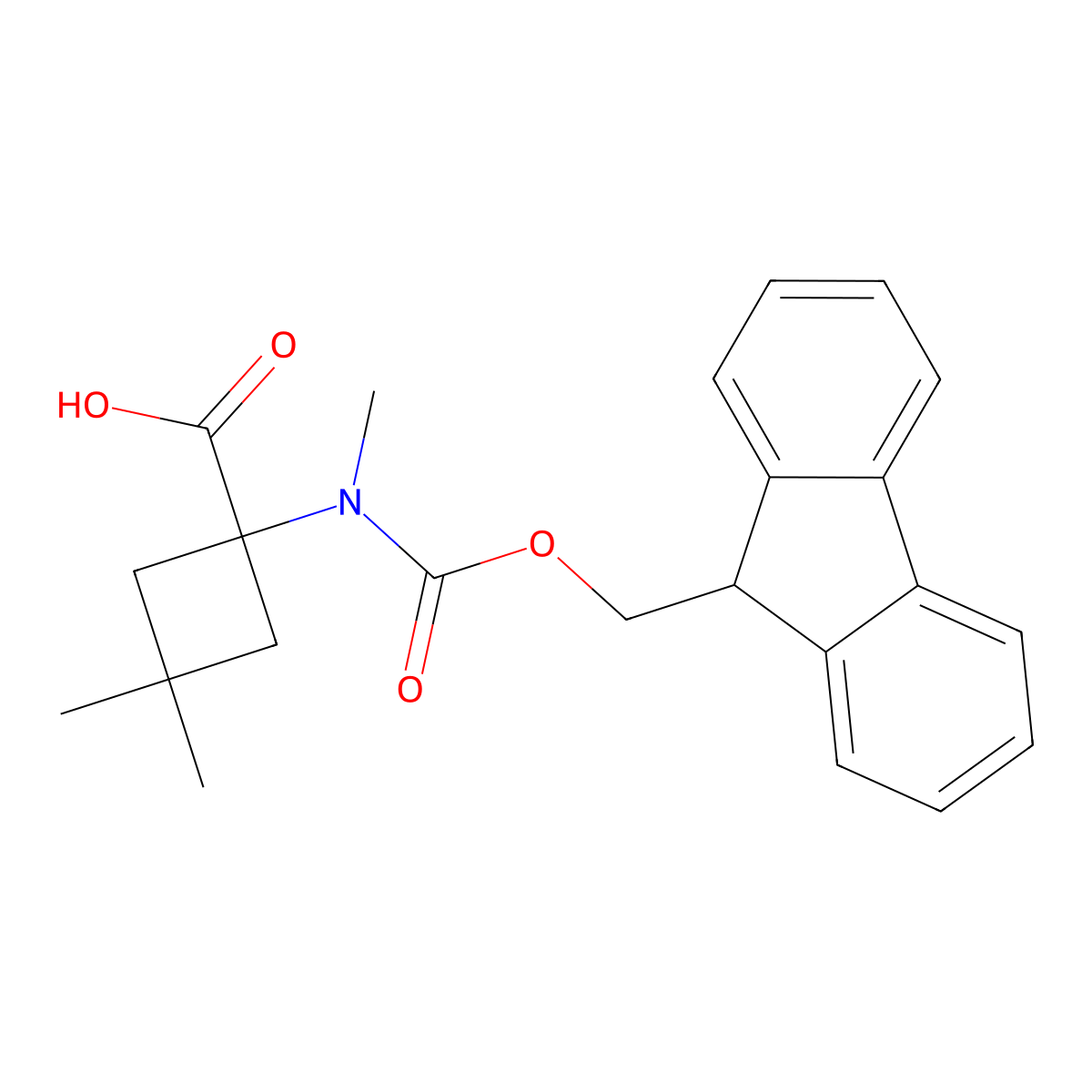 Fmoc-3,3-dimethylcyclobutane-1-methylamino-1-carboxylic acid molecular structure, CAS 2025106-27-6