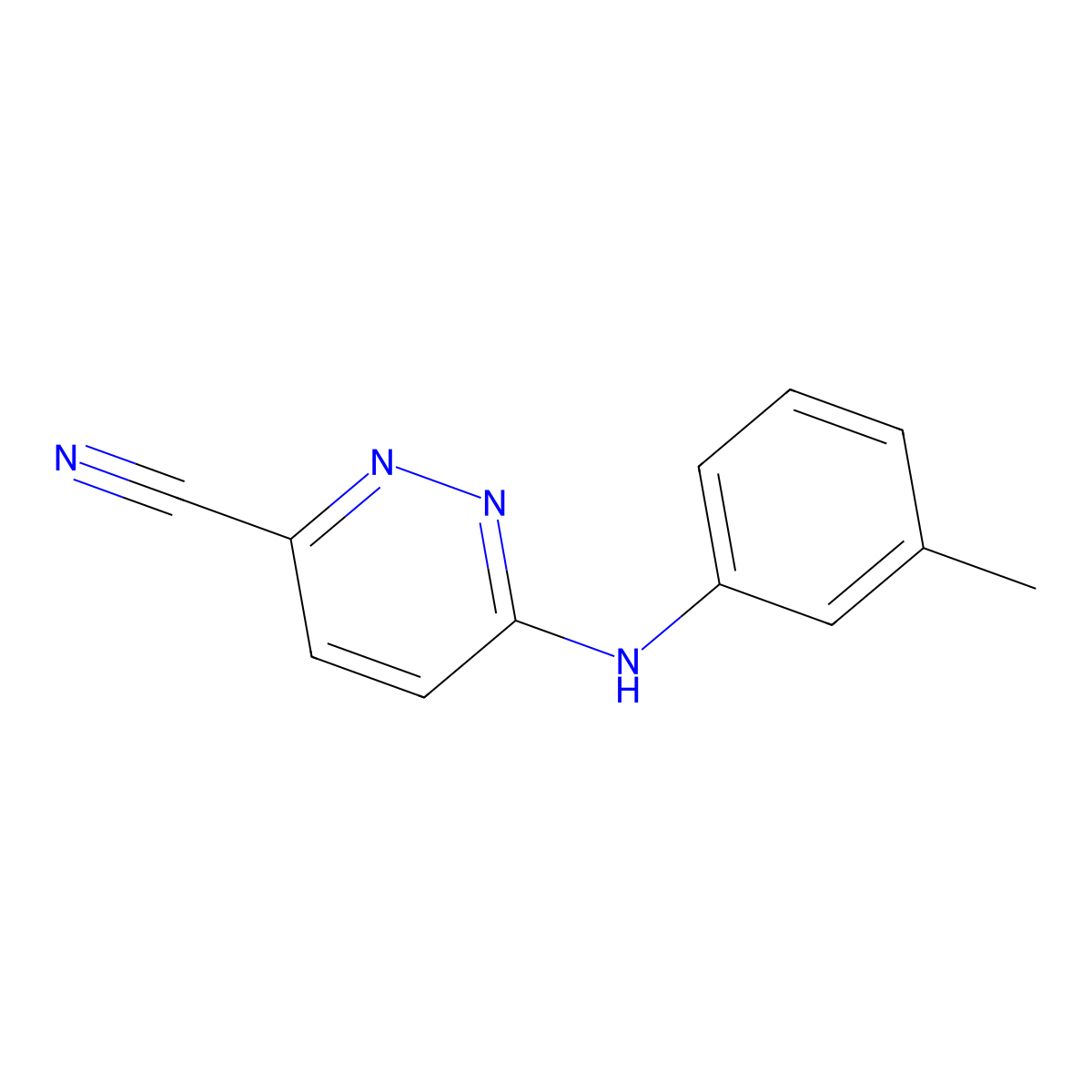 6-[(3-Methylphenyl)amino]pyridazine-3-carbonitrile molecular structure, CAS 2025152-23-0