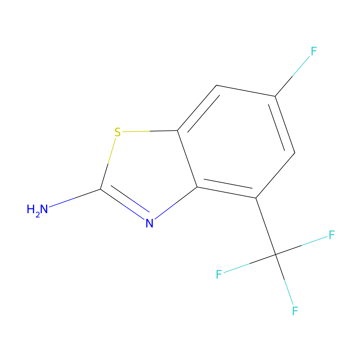 6-Fluoro-4-(trifluoromethyl)-1,3-benzothiazol-2-amine molecular structure, CAS 2025183-16-6