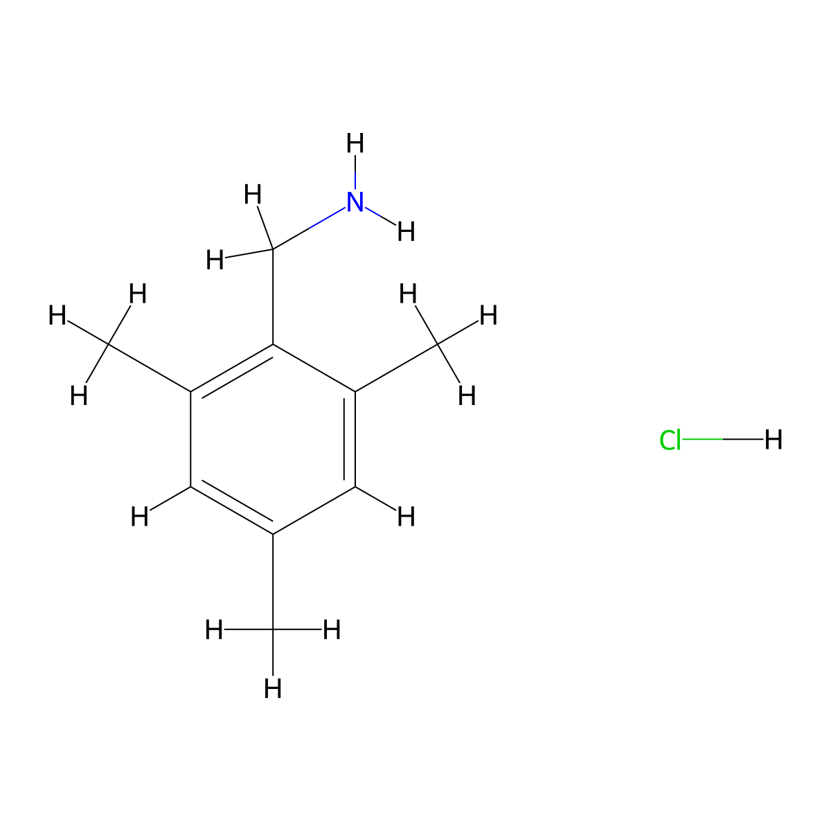 (2,4,6-Trimethylphenyl)methanamine hydrochloride molecular structure, CAS 202522-00-7