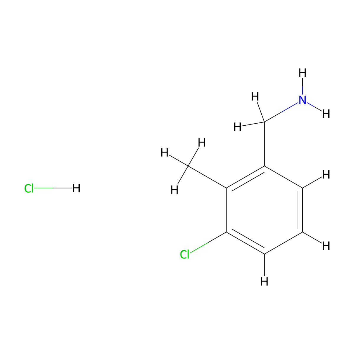 (3-Chloro-2-methylphenyl)methanamine hydrochloride molecular structure, CAS 202522-28-9