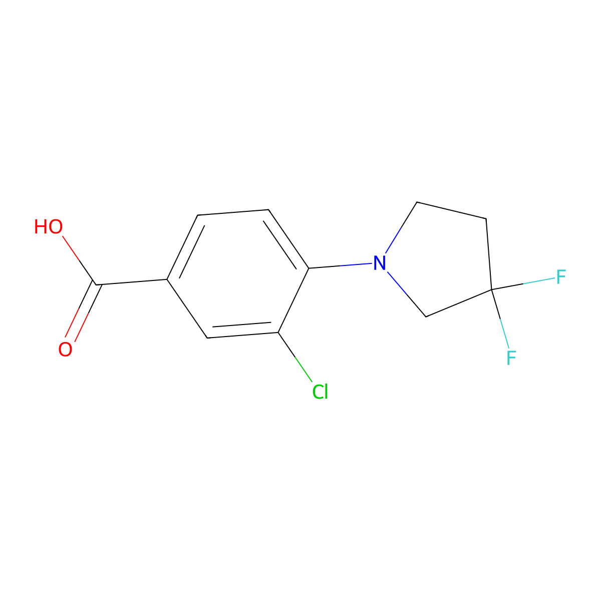 3-Chloro-4-(3,3-difluoropyrrolidin-1-yl)benzoic acid molecular structure, CAS 2025221-82-1