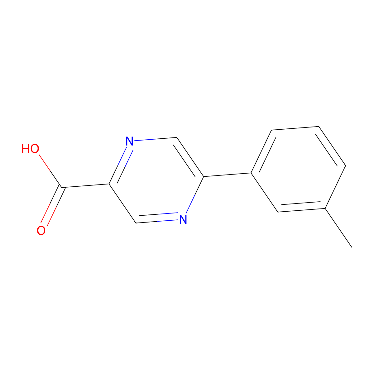 5-(m-Tolyl)pyrazine-2-carboxylic acid molecular structure, CAS 2025345-14-4