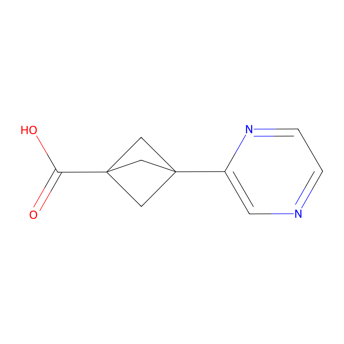 3-(Pyrazin-2-yl)bicyclo[1.1.1]pentane-1-carboxylic acid molecular structure, CAS 2025387-50-0