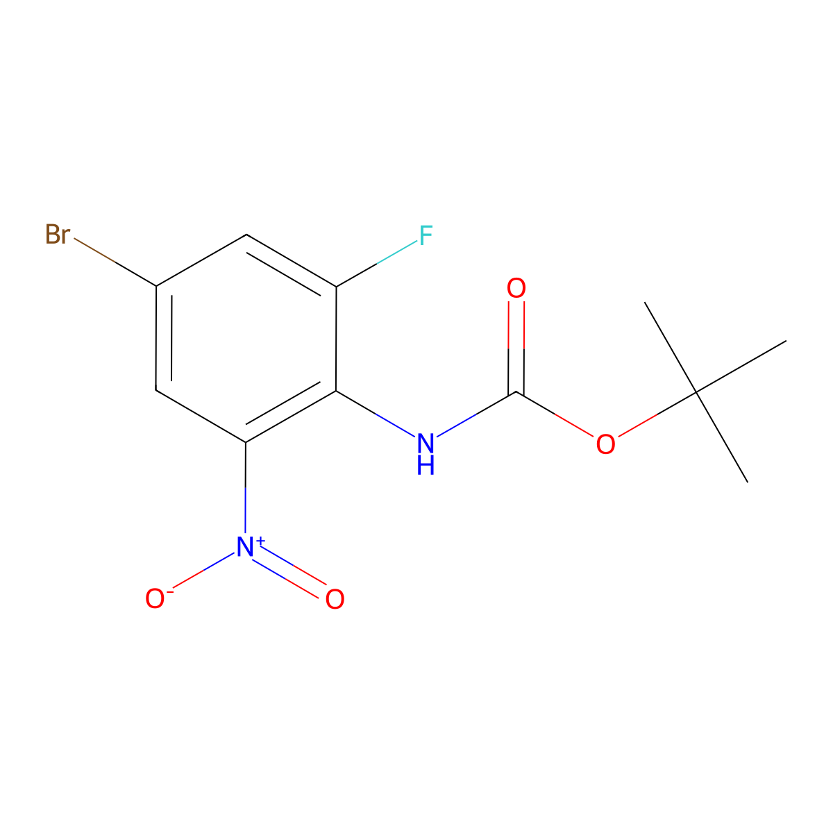 tert-butyl N-(4-bromo-2-fluoro-6-nitrophenyl)carbamate molecular structure, CAS 2025408-36-8