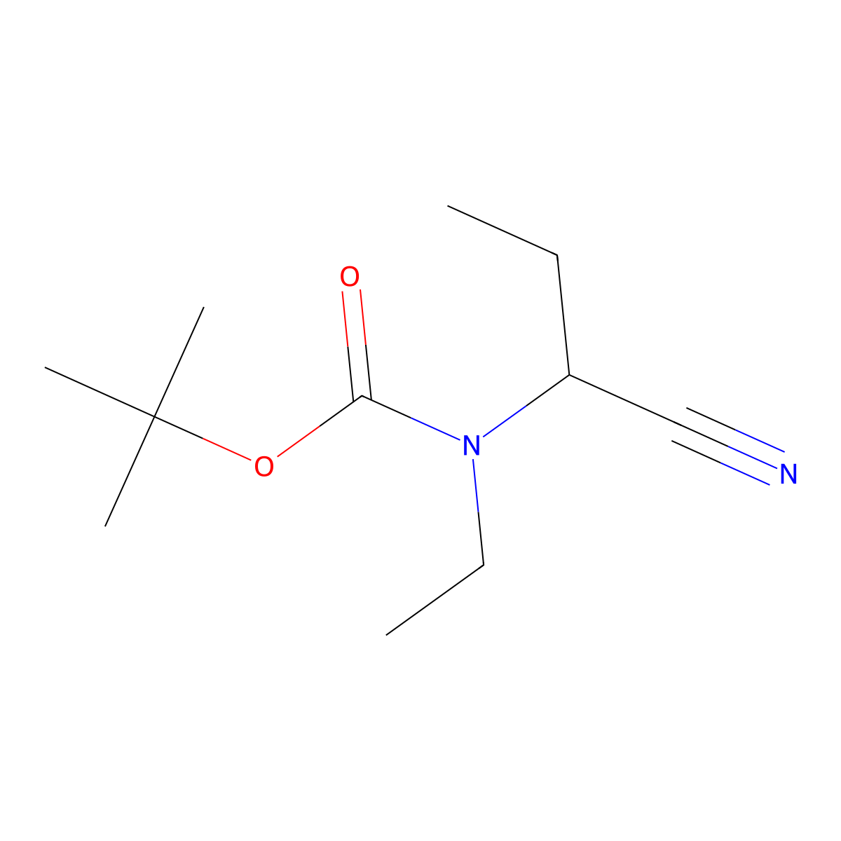 tert-butyl N-(1-cyanopropyl)-N-ethylcarbamate molecular structure, CAS 2025433-76-3