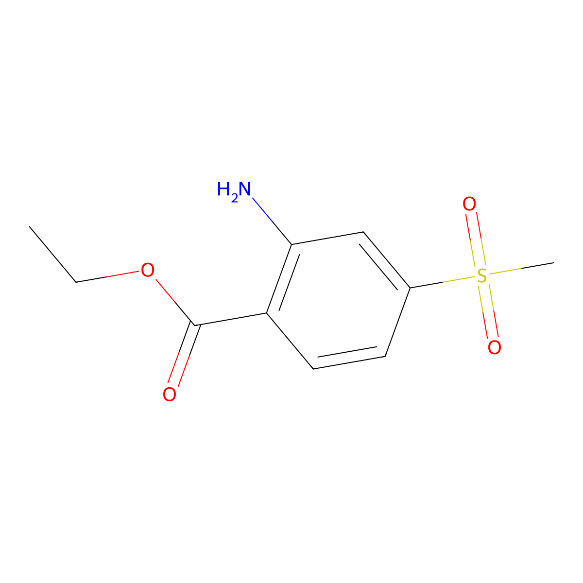 Ethyl 2-amino-4-methylsulphonylbenzoate molecular structure, CAS 2025442-34-4
