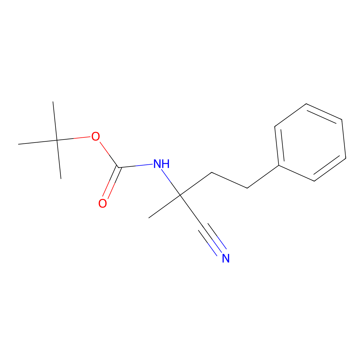 tert-butyl N-(1-cyano-1-methyl-3-phenylpropyl)carbamate molecular structure, CAS 2025463-97-0