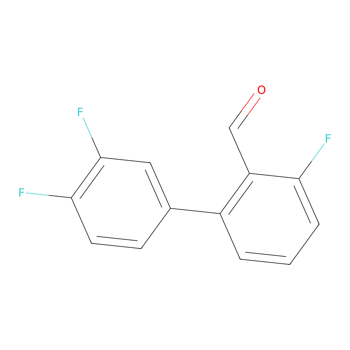 2-(3,4-Difluorophenyl)-6-fluorobenzaldehyde molecular structure, CAS 2025521-07-5