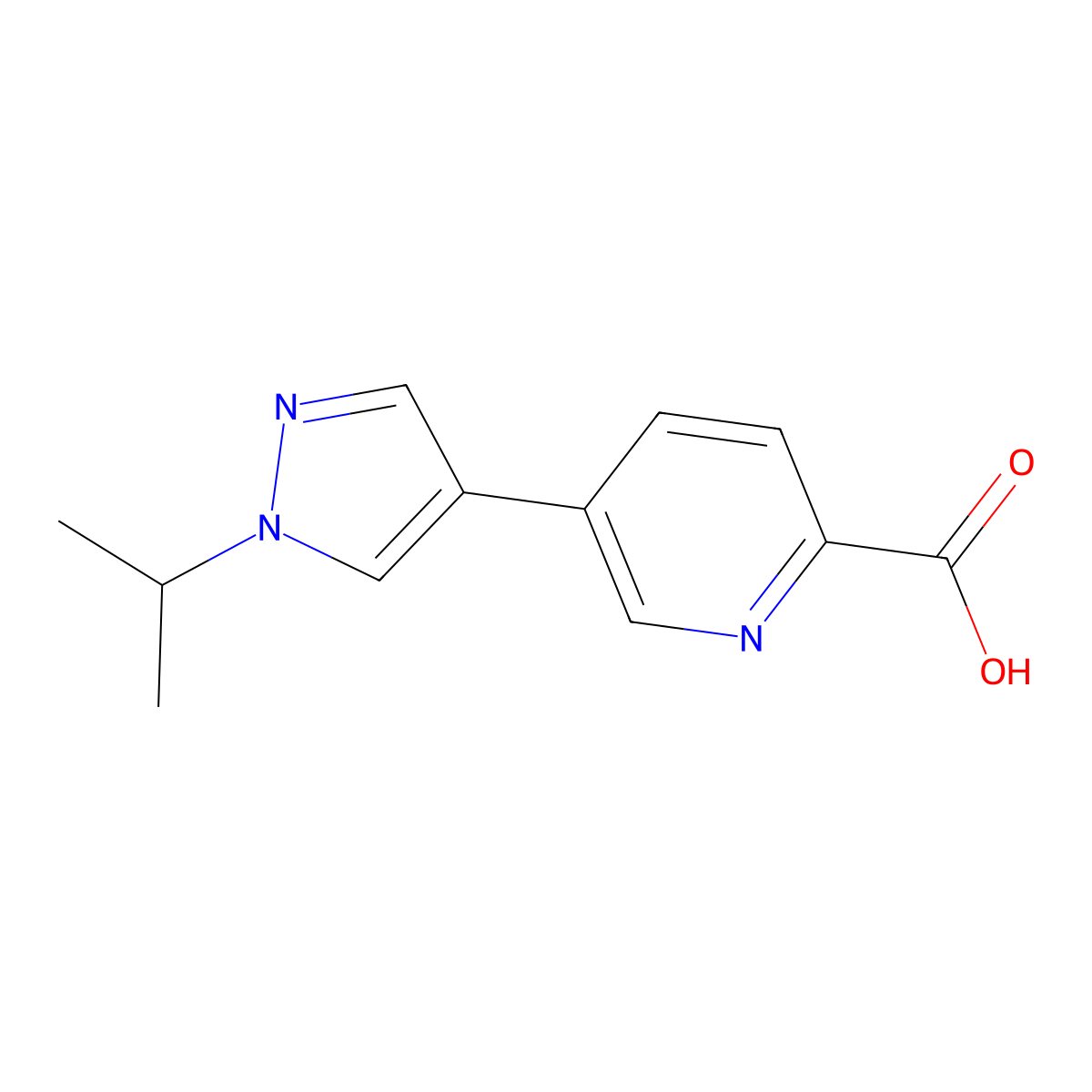 5-[1-(Propan-2-yl)-1H-pyrazol-4-yl]pyridine-2-carboxylic acid molecular structure, CAS 2025529-36-4