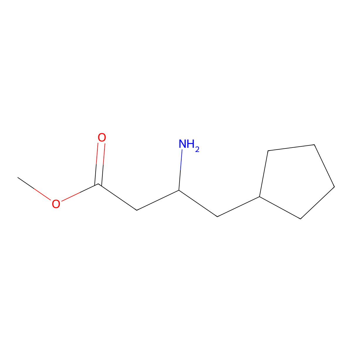 Methyl 3-amino-4-cyclopentylbutanoate molecular structure, CAS 2025555-98-8