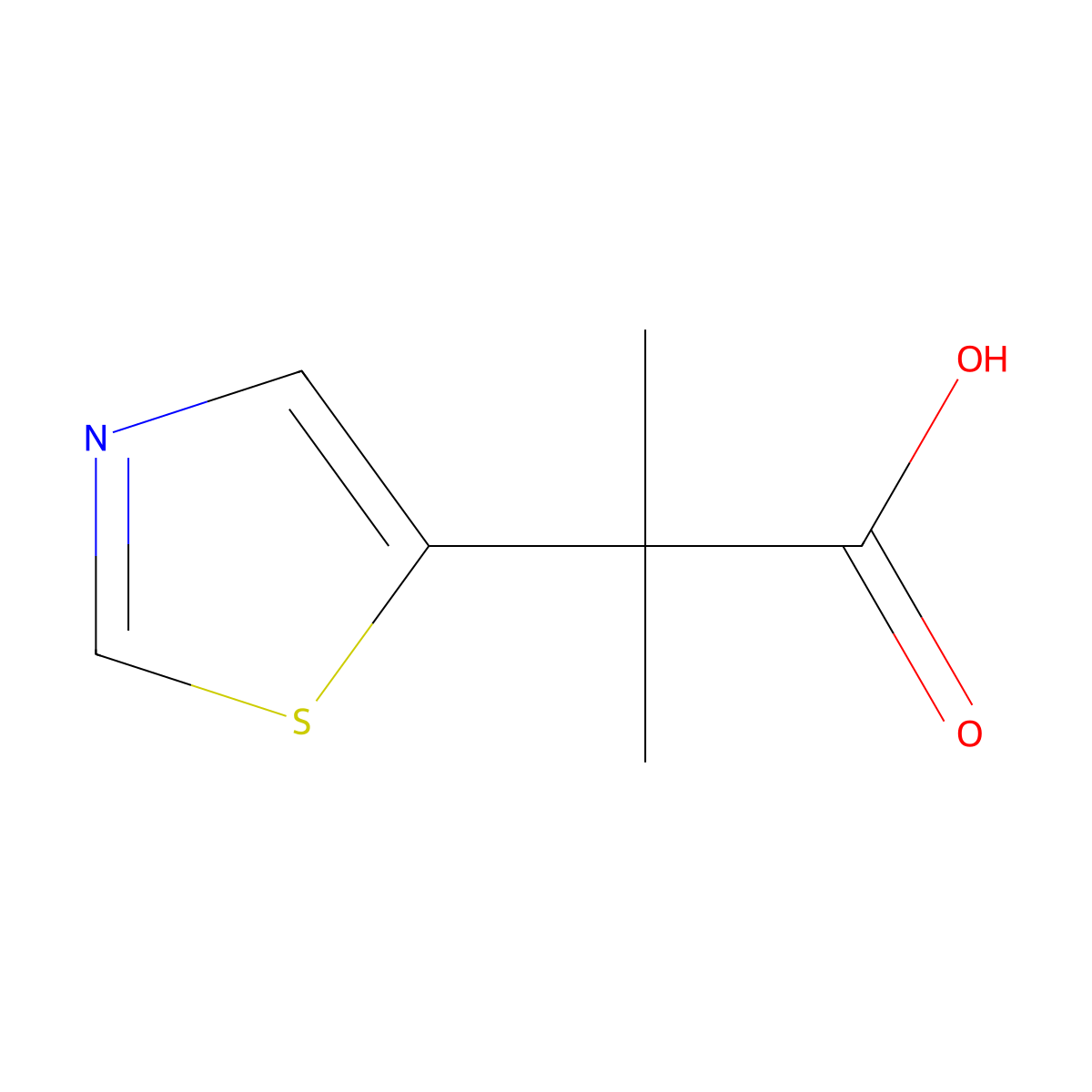 2-Methyl-2-(1,3-thiazol-5-yl)propanoic acid molecular structure, CAS 2025556-80-1
