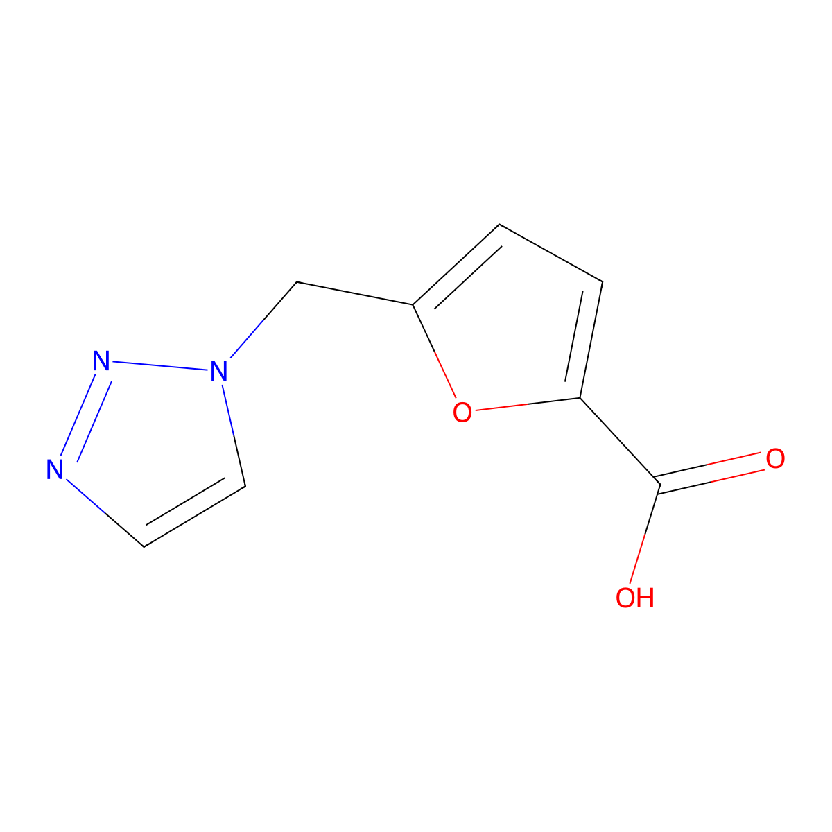 5-[(1H-1,2,3-triazol-1-yl)methyl]furan-2-carboxylic acid molecular structure, CAS 2025628-49-1