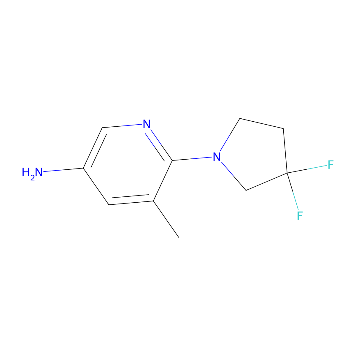 6-(3,3-Difluoropyrrolidin-1-yl)-5-methylpyridin-3-amine molecular structure, CAS 2025631-31-4