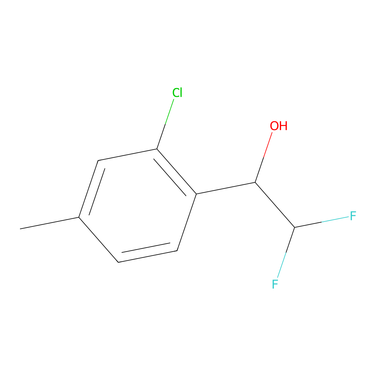 1-(2-Chloro-4-methylphenyl)-2,2-difluoroethan-1-ol molecular structure, CAS 2025651-90-3