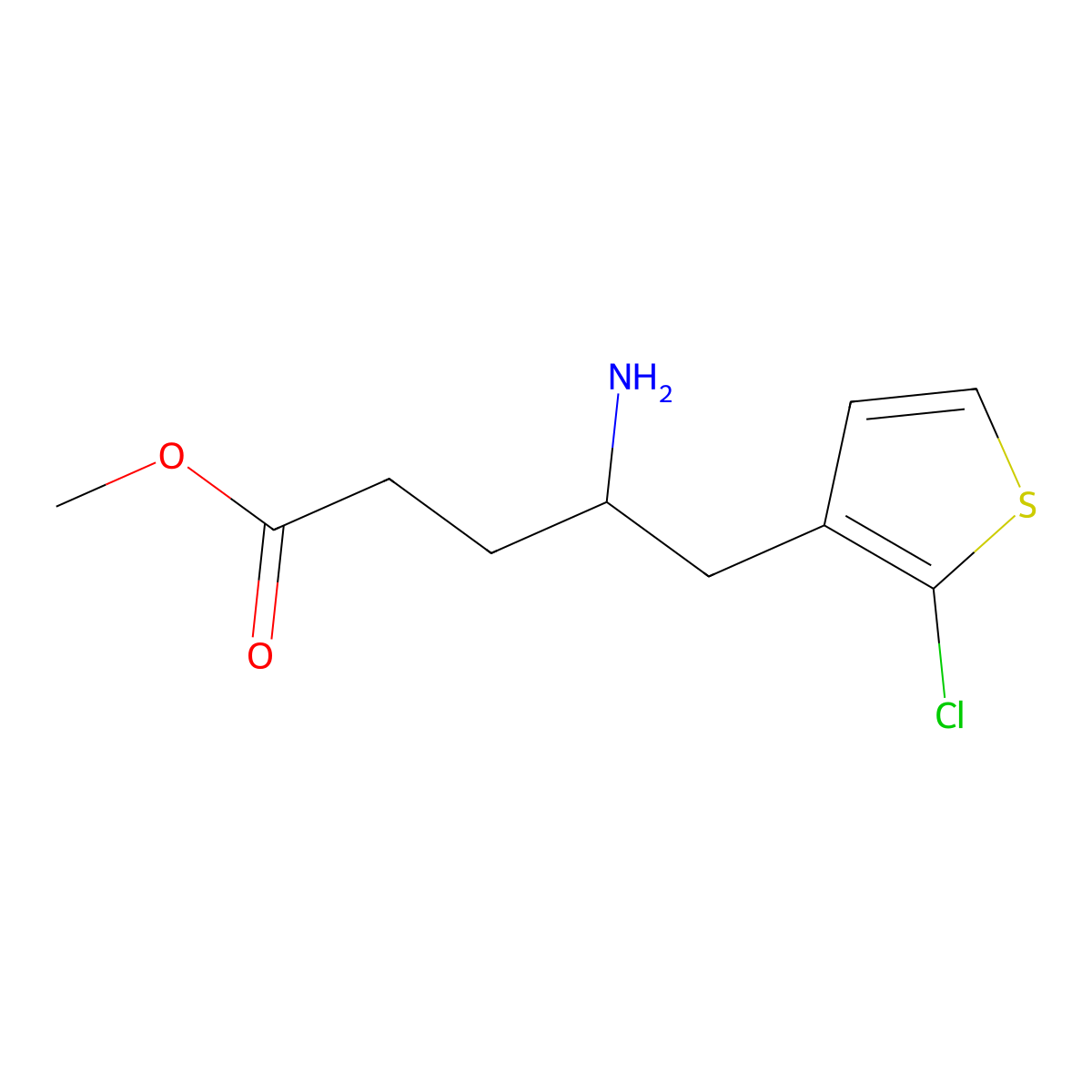 Methyl 4-amino-5-(2-chlorothiophen-3-yl)pentanoate molecular structure, CAS 2025657-45-6