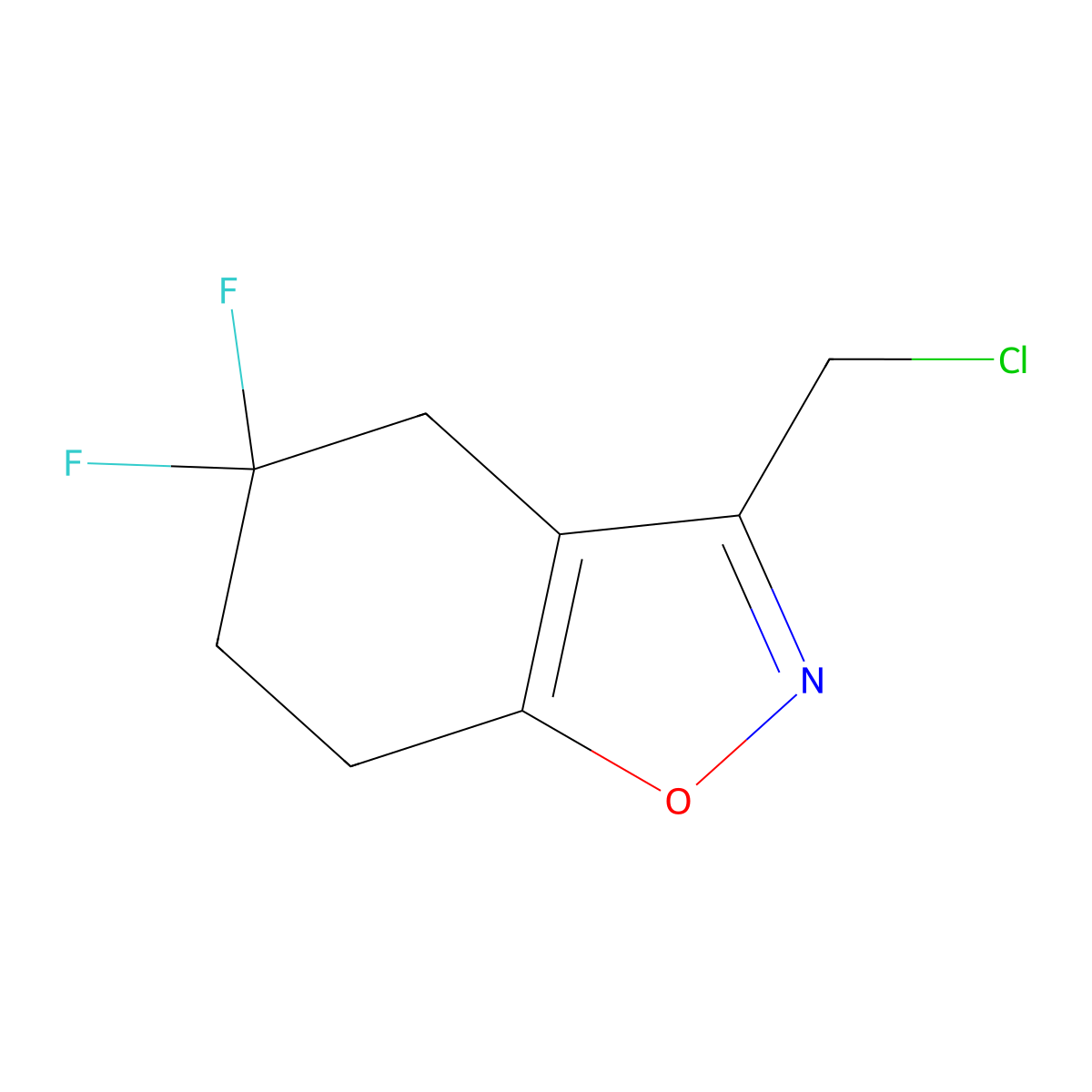 3-(Chloromethyl)-5,5-difluoro-4,5,6,7-tetrahydro-1,2-benzoxazole molecular structure, CAS 2025786-84-7