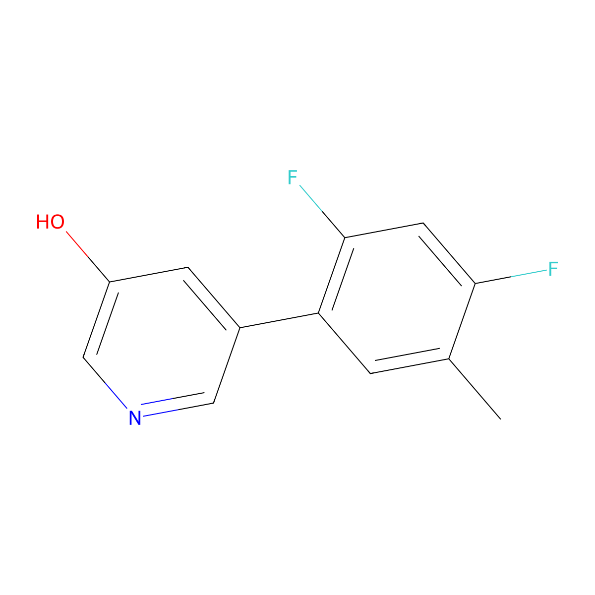 5-(2,4-Difluoro-5-methylphenyl)-3-pyridinol molecular structure, CAS 2025800-61-5