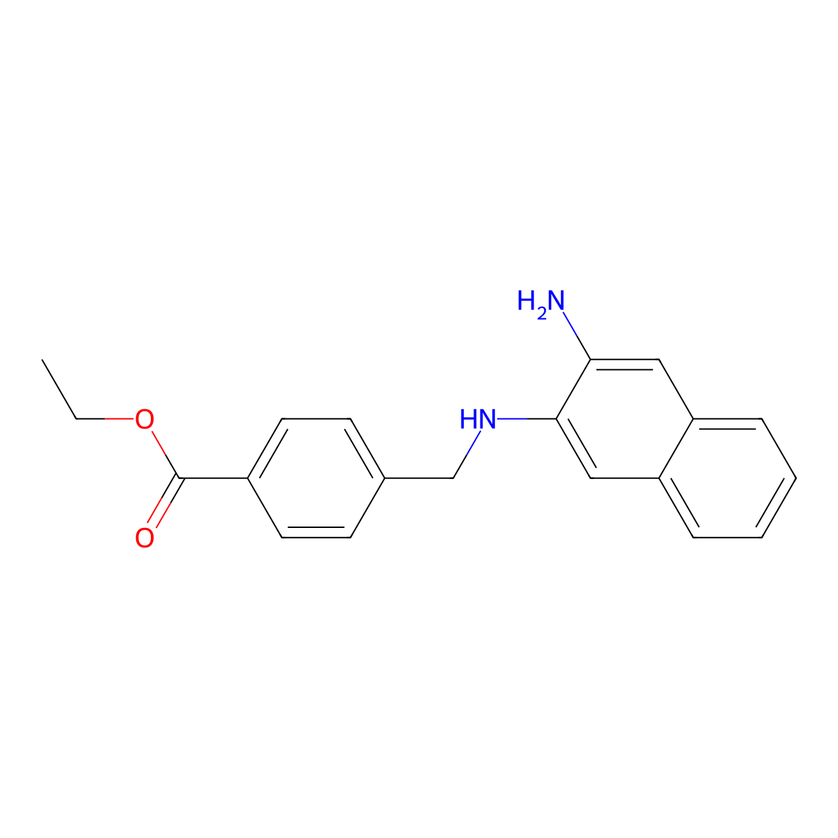 Ethyl 4-[[(3-aminonaphthalen-2-yl)amino]methyl]benzoate molecular structure, CAS 202582-07-8