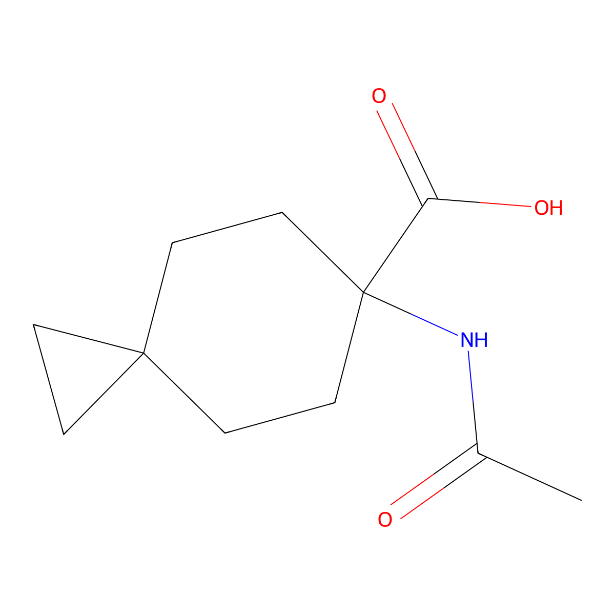 6-Acetamidospiro[2.5]octane-6-carboxylic acid molecular structure, CAS 2025865-19-2