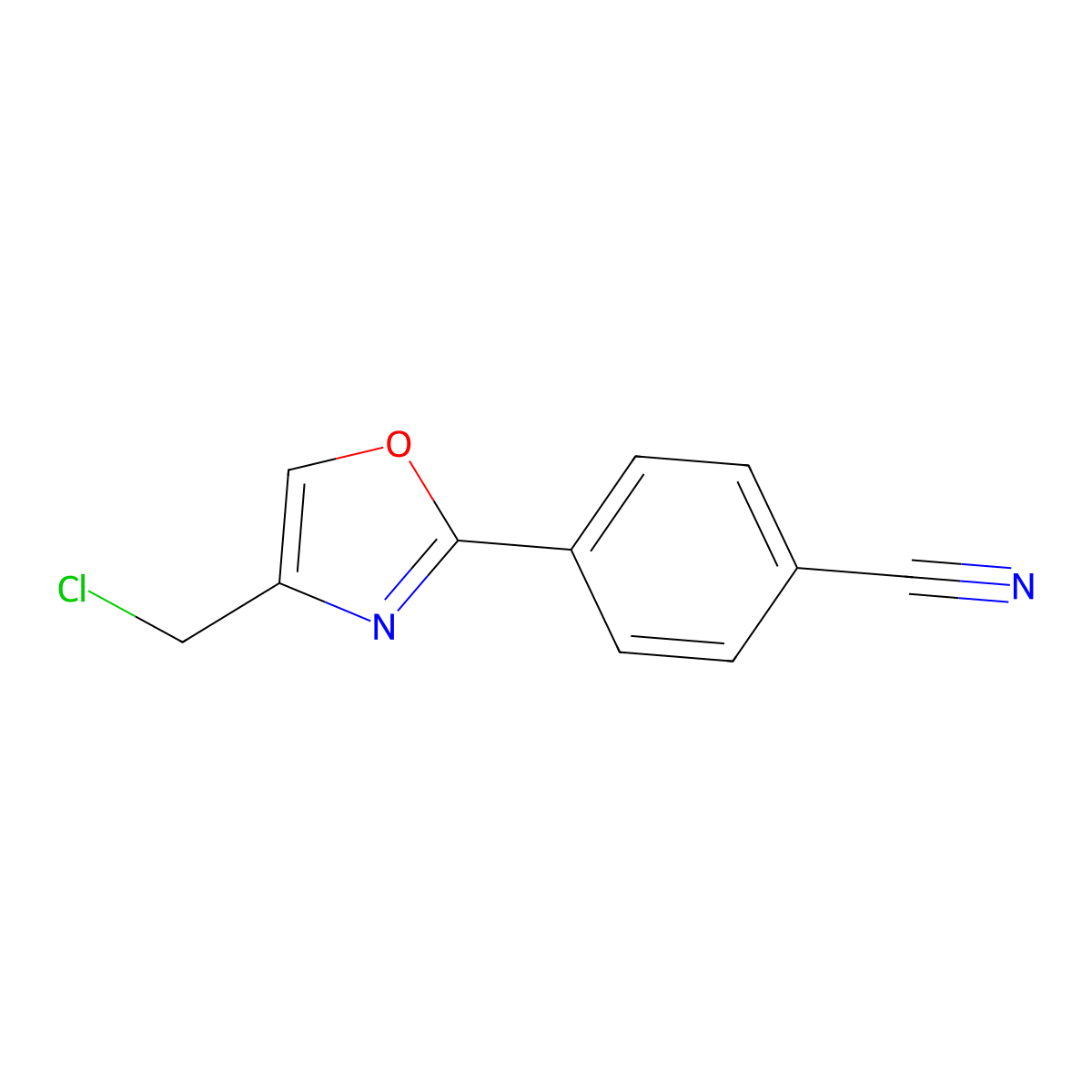 4-[4-(Chloromethyl)-1,3-oxazol-2-yl]benzonitrile molecular structure, CAS 202594-69-2