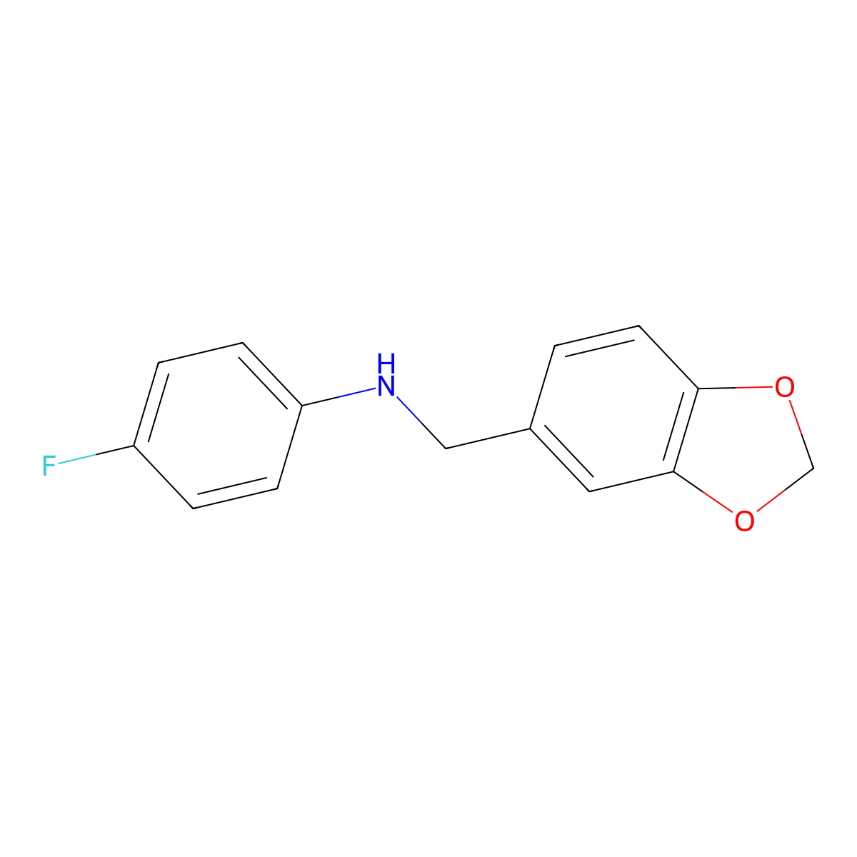 N-(2H-1,3-benzodioxol-5-ylmethyl)-4-fluoroaniline molecular structure, CAS 202599-73-3