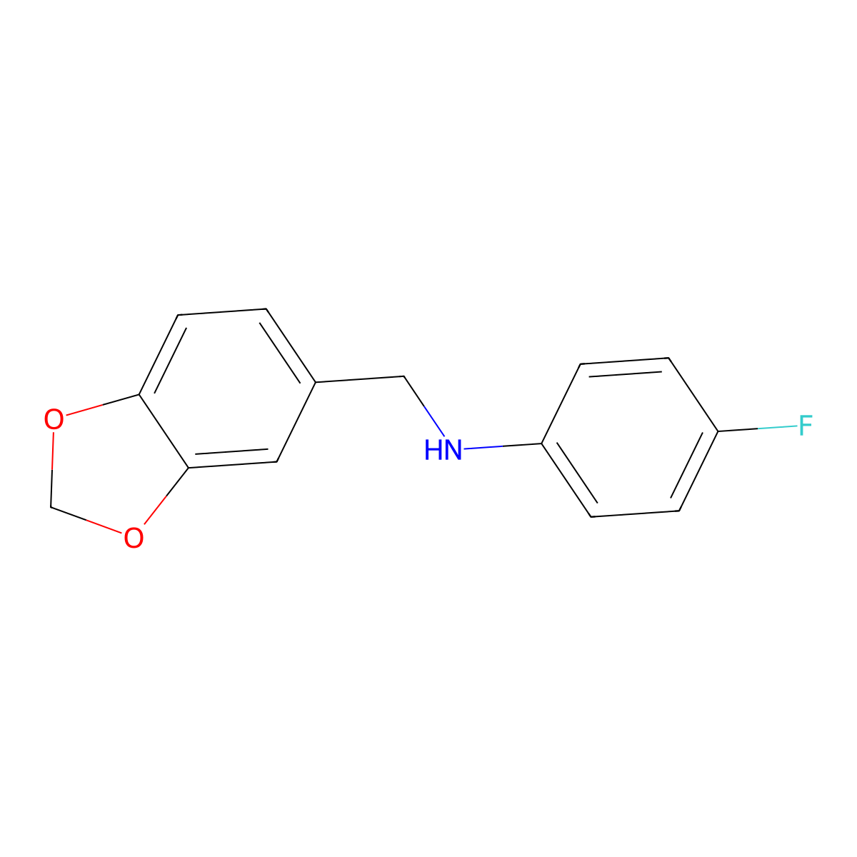 N-(2H-1,3-benzodioxol-5-ylmethyl)-4-fluoroaniline molecular structure, CAS 202599-73-3