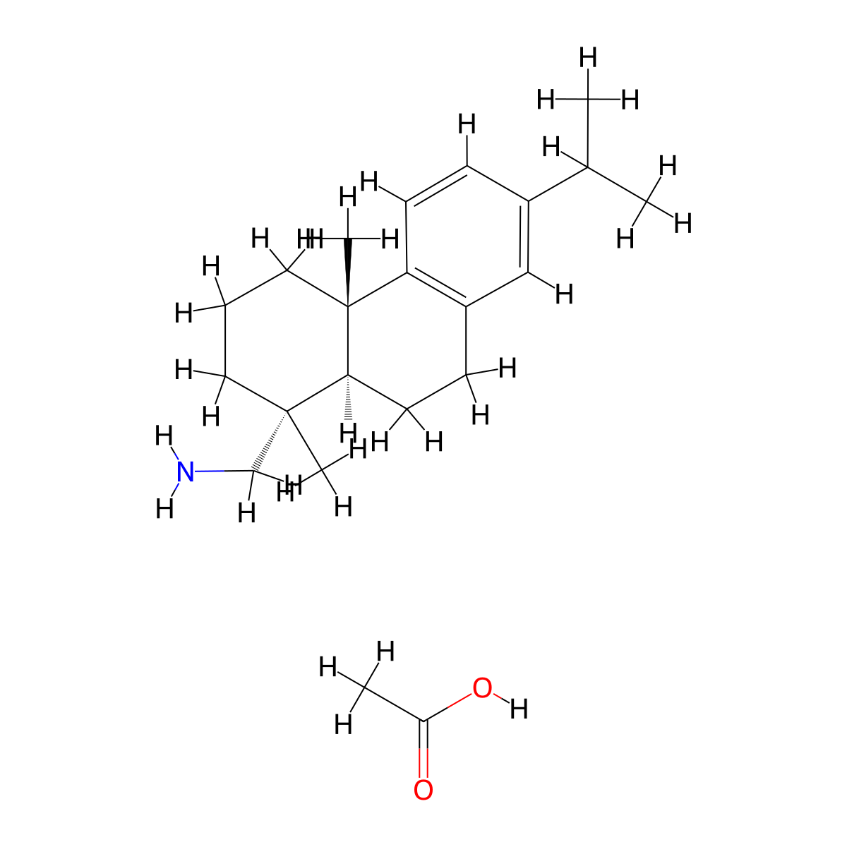Dehydroabietylamine acetate molecular structure, CAS 2026-24-6