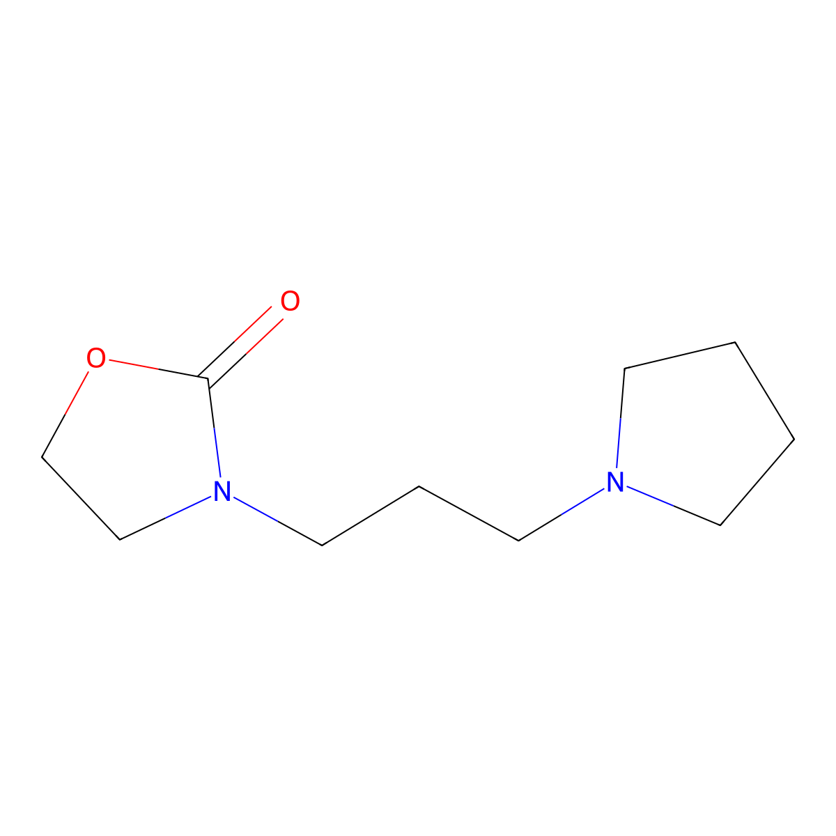 3-(3-(Pyrrolidin-1-yl)propyl)-1,3-oxazolidin-2-one molecular structure, CAS 2026048-56-4
