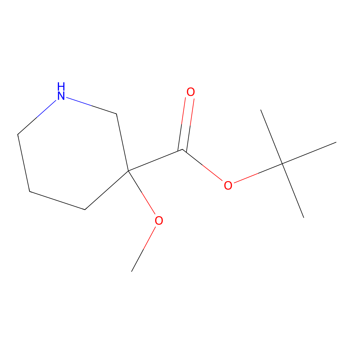 Tert-butyl 3-methoxypiperidine-3-carboxylate molecular structure, CAS 2026076-56-0