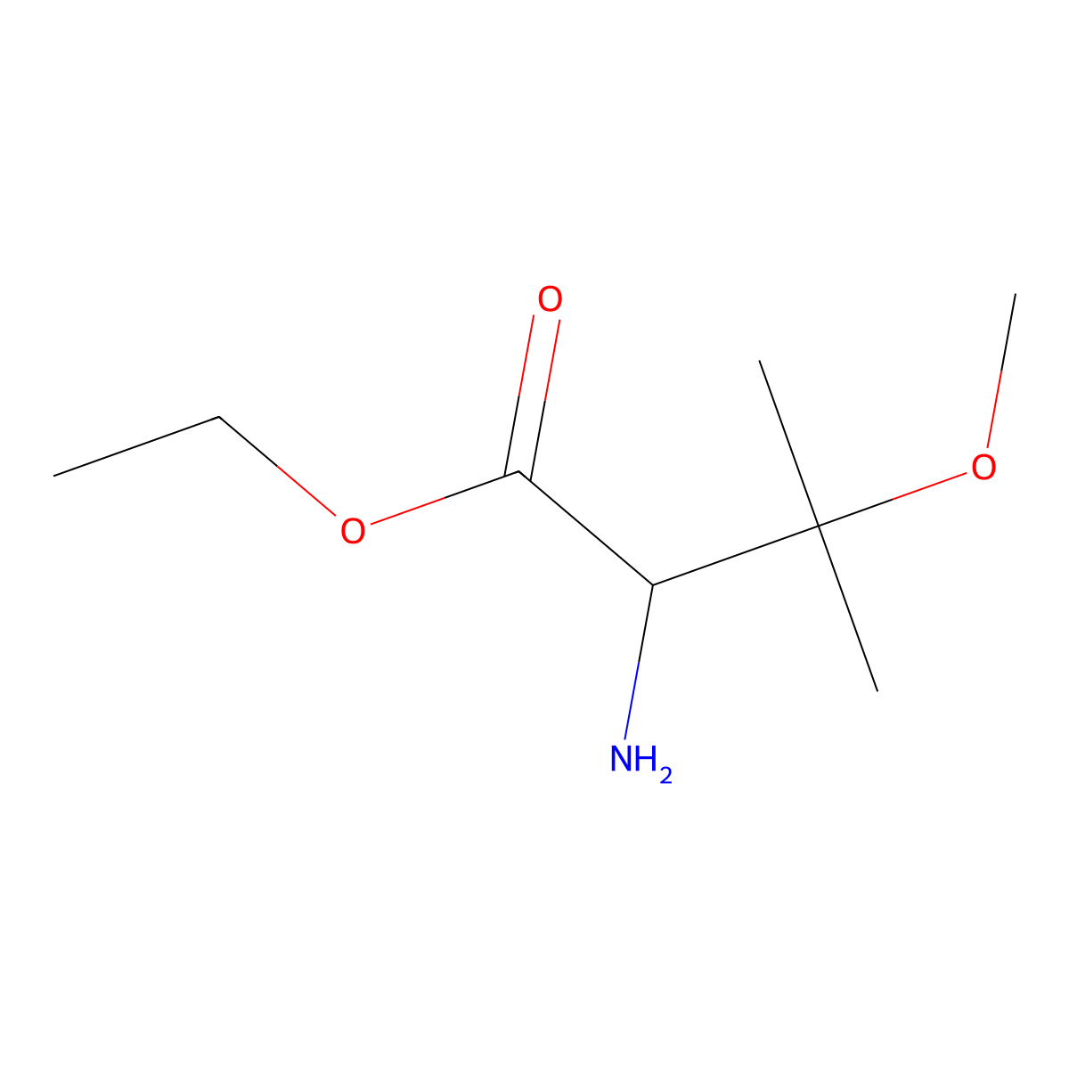 Ethyl 2-amino-3-methoxy-3-methylbutanoate molecular structure, CAS 2026085-12-9