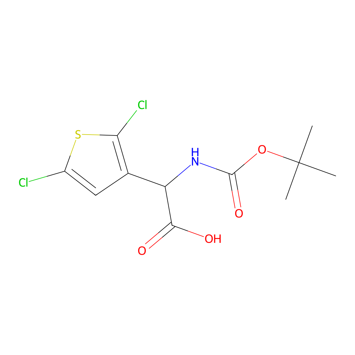 2-{[(Tert-butoxy)carbonyl]amino}-2-(2,5-dichlorothiophen-3-yl)acetic acid molecular structure, CAS 2026117-75-7