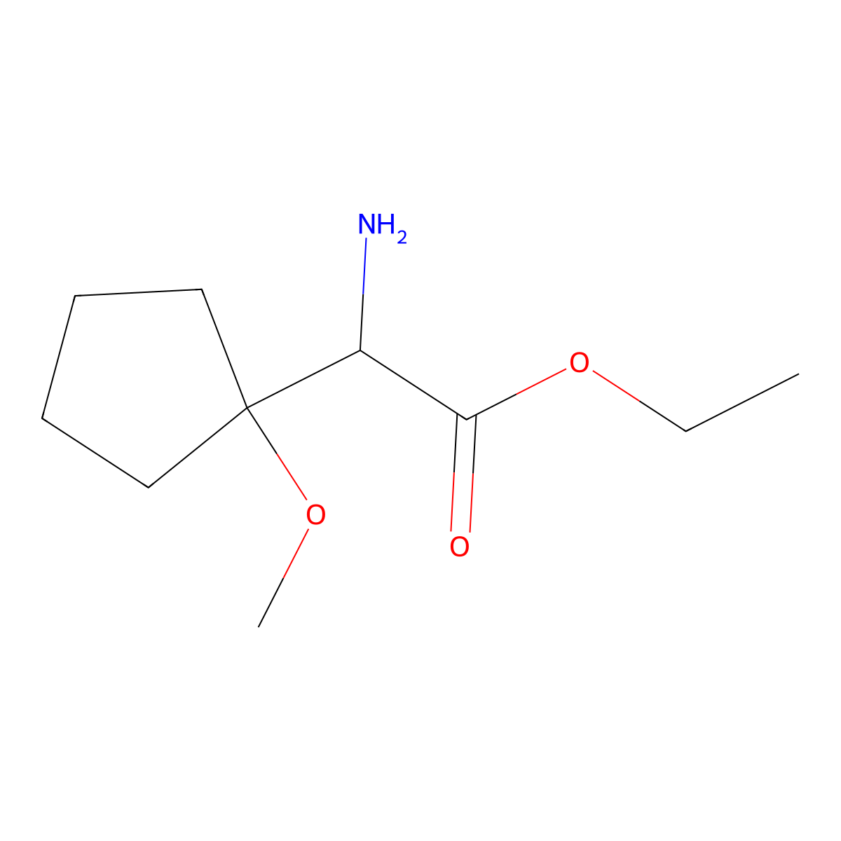 Ethyl 2-amino-2-(1-methoxycyclopentyl)acetate molecular structure, CAS 2026129-20-2